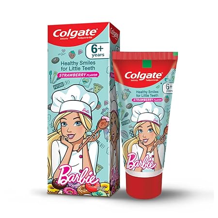 Colgate Kid's Barbie 80g Anticavity Toothpaste -Strawberry Flavour for Cavity Protection, Enamel Protection