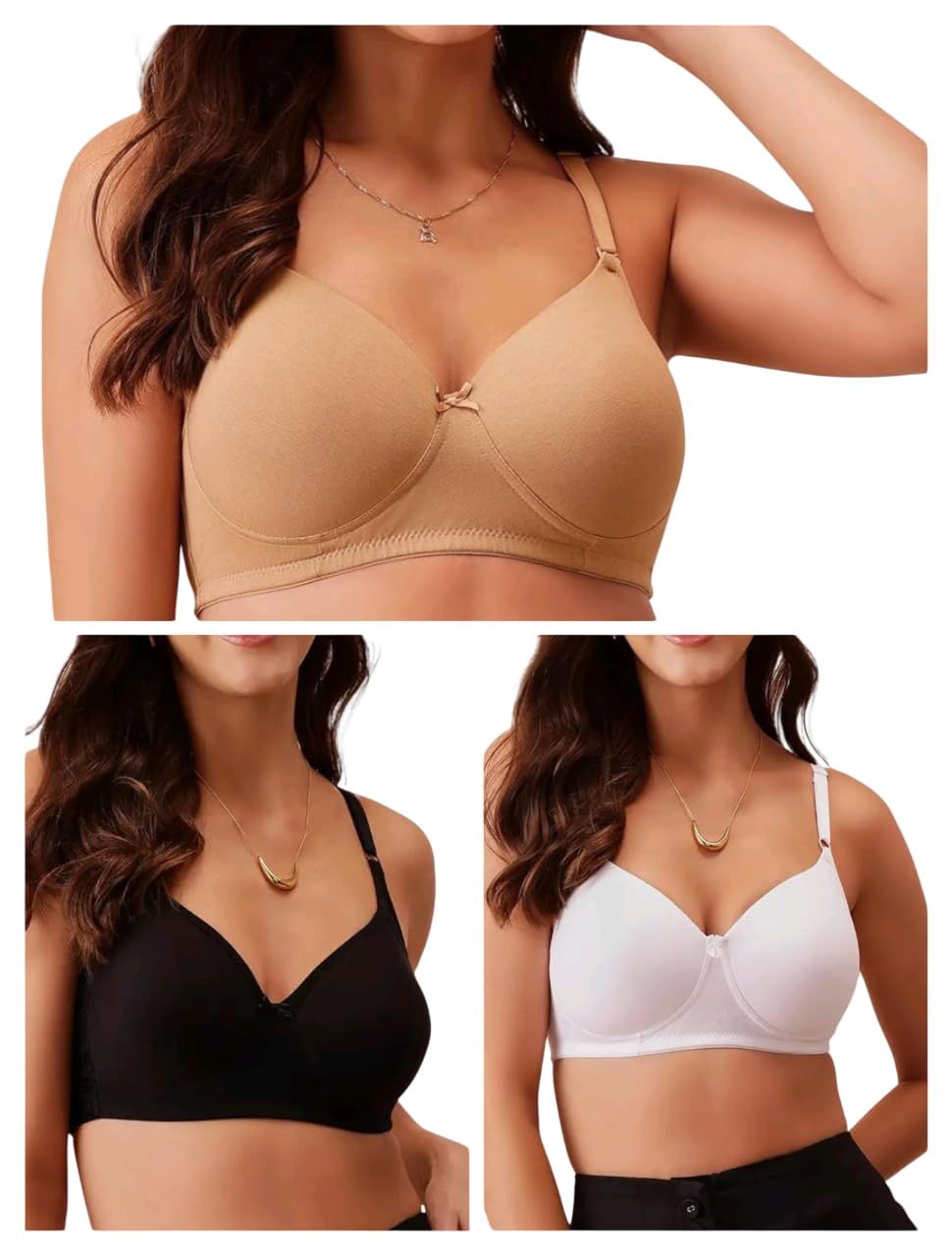 tkeshto Women's Cotton Lightly Padded Bra (Pack of 3)-picture-32