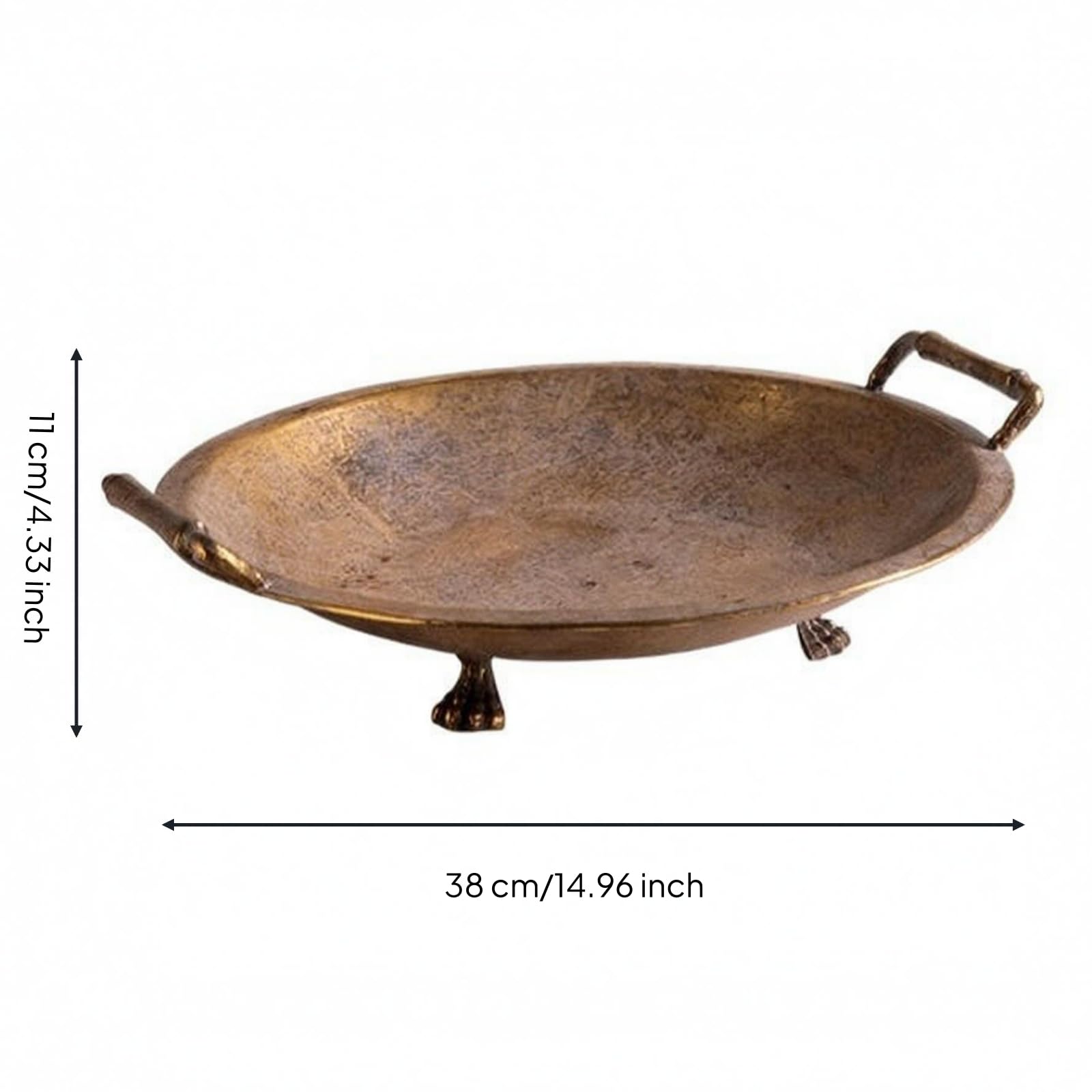 Dekorativer Servierteller Vintage Metall Tablett Display Ablage Eisen mit Seitengriffen Und Fußbasis Antiker Charme für Essbereich Küche Bar Geeignet, Groß