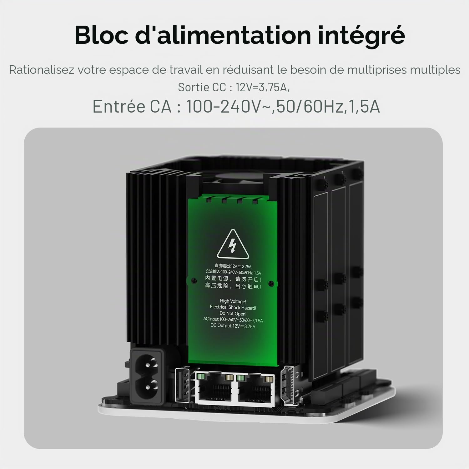 Beelink ME Mini, Mini PC NAS, Intel Alder Lake N95 (4C/4T, jusqu'à 3,4 GHz), 12 Go de mémoire LPDDR5, 64 Go de SSD PCIe, 6 emplacements M.2 PCIe 3.0, WiFi 6, Bluetooth 5.2, Double réseau LAN 2,5 GHz