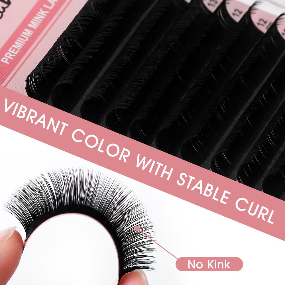NATUHANA ciglia rotonde estensione 0,07 mm DD ricciolo russo Volume Lash 8-15 mm Mixed Lash Supplies, Classic Extensiones ciglia individuali (nero; 0,07 DD, 8-15 MIX)