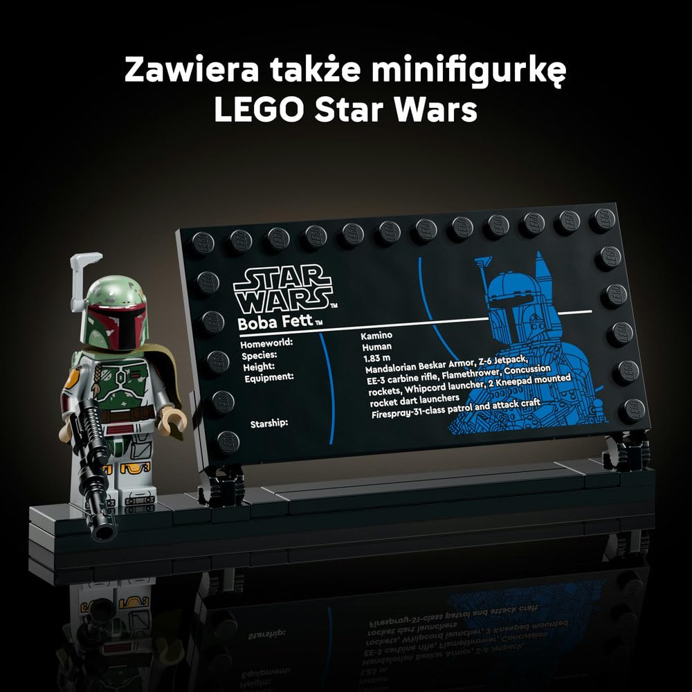 LEGO Star Wars Boba Fett 75455 | Kolekcjonerska figurka, model do ekspozycji, prezent dla fana Star Wars, zestaw klocków dla dorosłych, 1544 elementy
