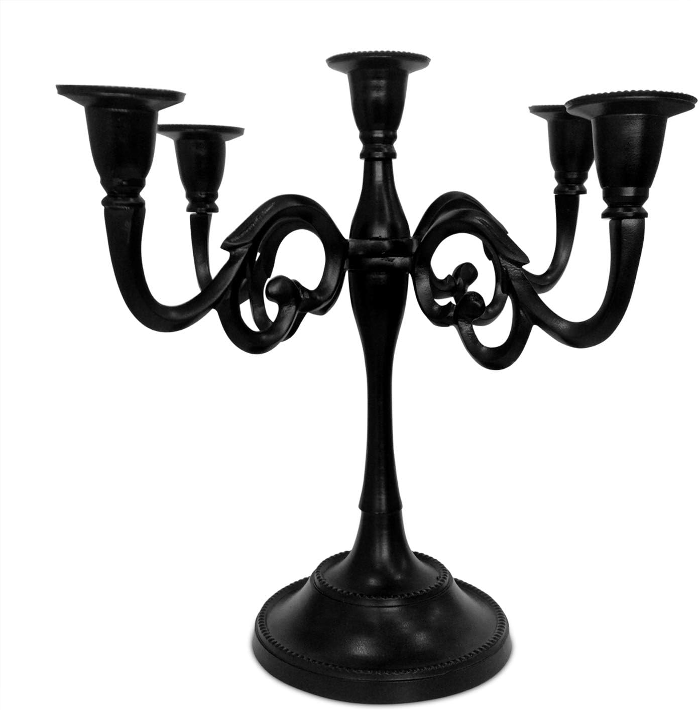 Rely+ Five Arm Candelabra 11inch Tall Candle Holder. Black