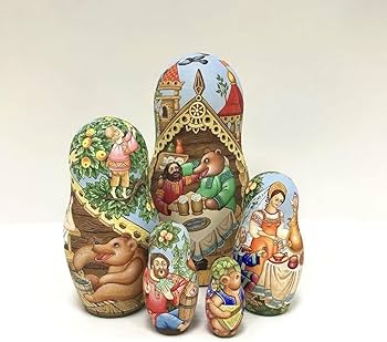 Amazon | ロシア雑貨イコン マトリョーシカ熊(5P)オルガ作コブロフ工房