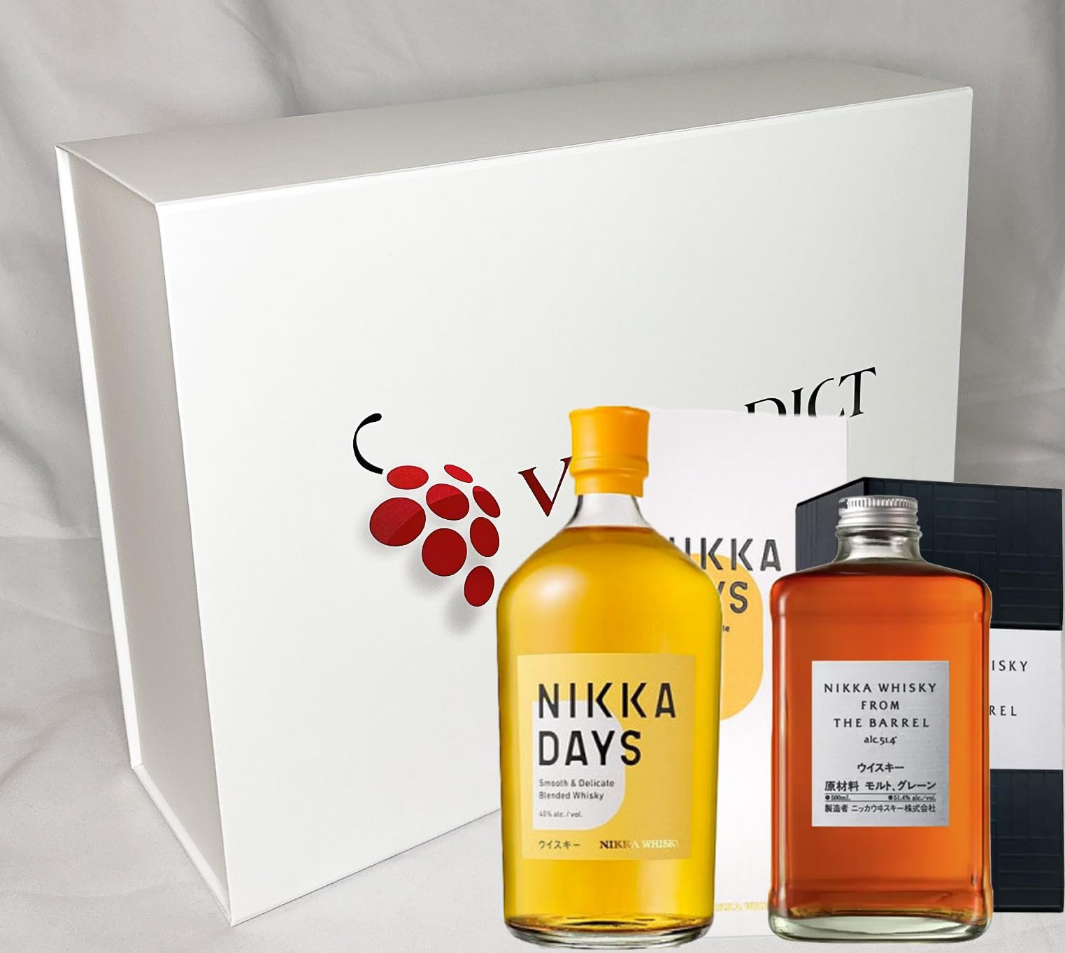 Coffret Cadeau Vinaddict - Whiskys Nikka : Nikka Days 70 cl et Nikka From the Barrel 50cl.
