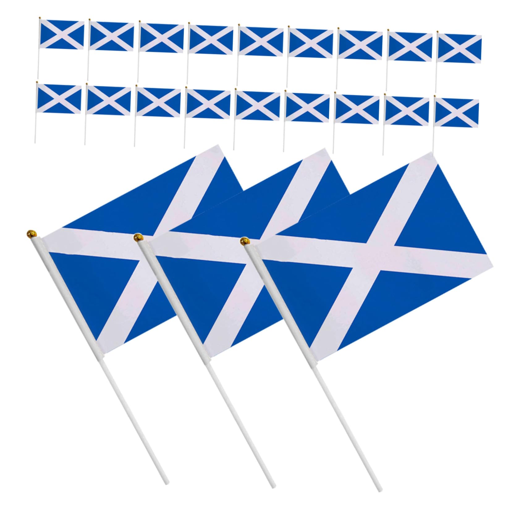 Bandera Escocesa de Mano de Poliéster: Pack 50 Decoración Eventos Deportivos y Carreras
