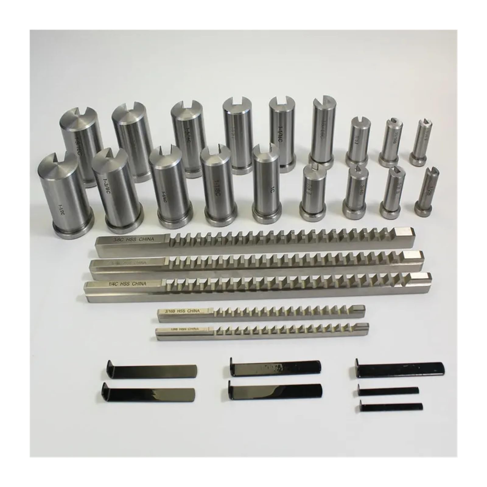 Juego de 30 brocas for chaveteros, 5 brocas de 1/2" a 1-1/2" (tamaño en pulgadas), 18 bujes y 7 arandelas de ajuste for máquina CNC. Resistencia al calor