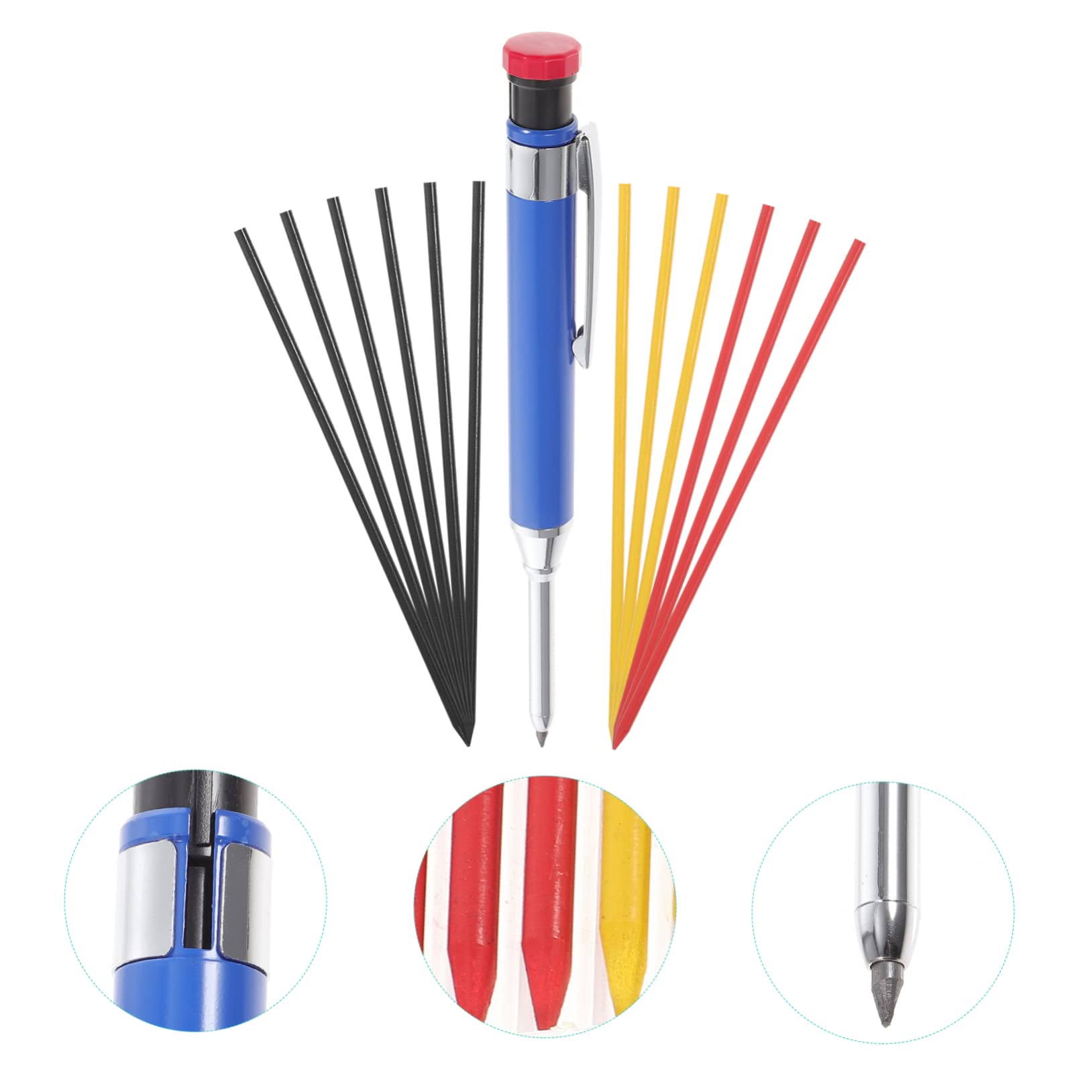 Ciieeo 3juegos Lápiz Carpintero Mecánico Con Recargas De Para Trabajo Herramienta De Dibujo Profesional Para Diseño Ergonómico Con Clip Para Fácil Transporte