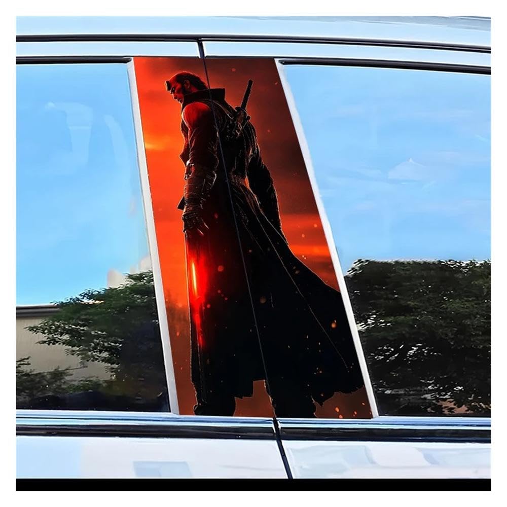 Dabhuoc One Color Car Parts 2Pcs Car Door Post Decals Dark Warrior Scratch Protection