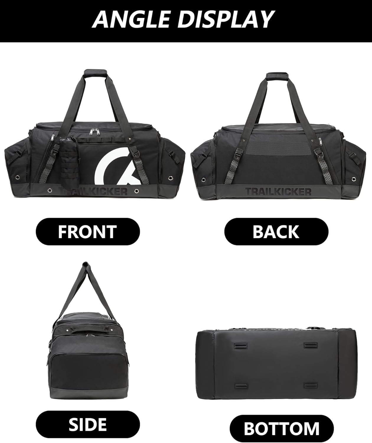 TRAILKICKER Hockeytasche, extra großer Hockey-Rucksack, für alle Hockey- oder Feldhockey-Ausrüstung, zwei Schlägerhalter und separates Stollenfach, Schwarz