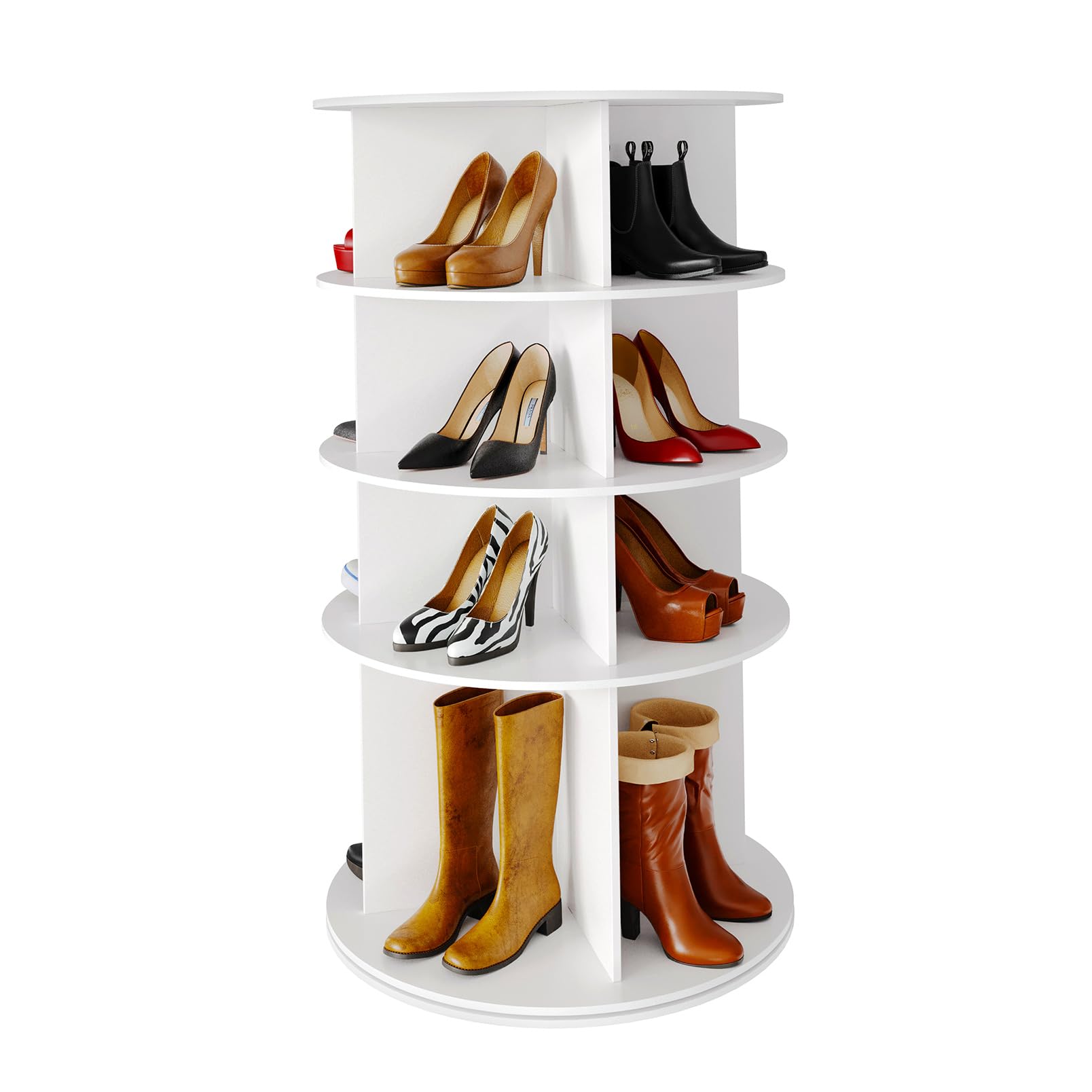Amazon.com: SpaceAid Rotating Shoe Rack 4 Tier Organizer, High Bottom ...
