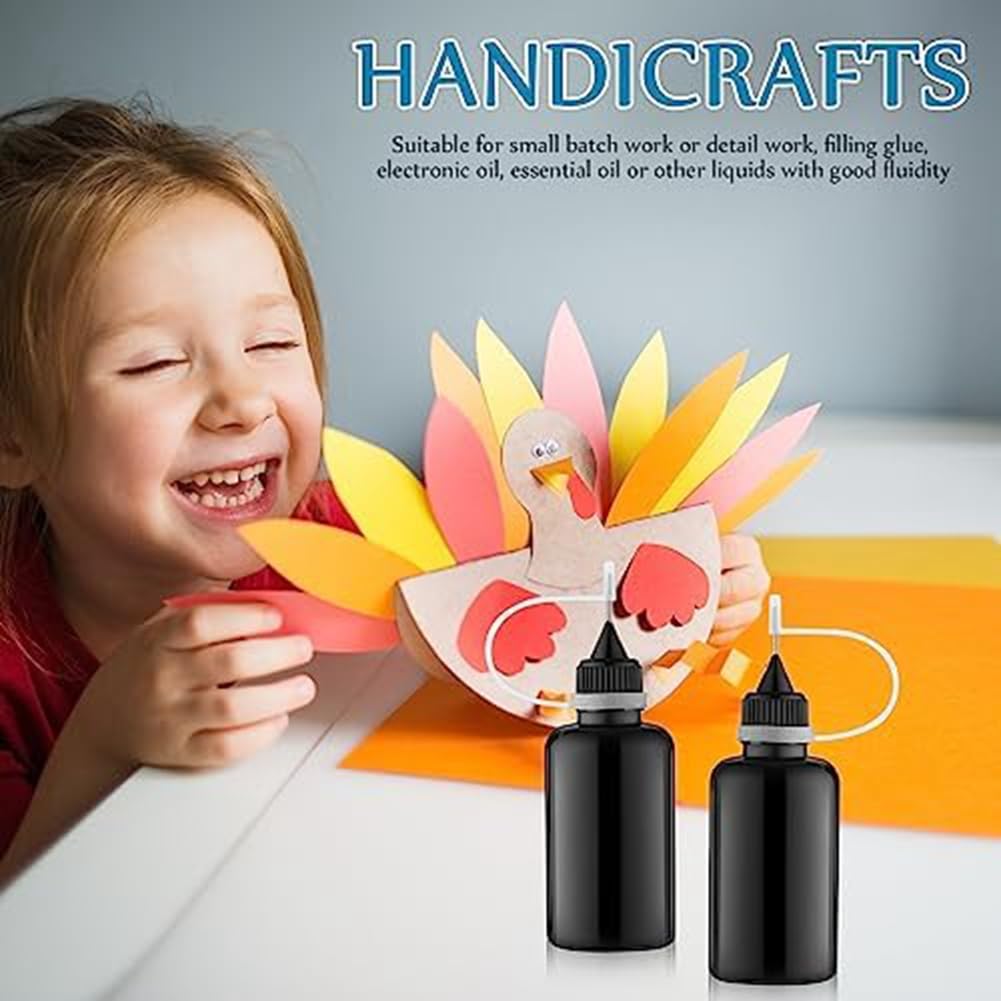 100 PCS 30 Ml / 1 Oz Bouteille de Colle à Pointe D'Aiguille Noire pour Encre à Alcool DIY Artisanat Acrylique