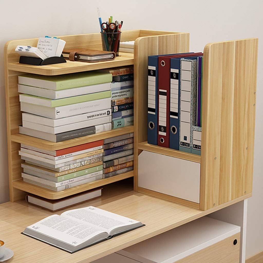 Libreria da tavoloScaffale da scrivania creativo Scaffale da scrivania Scaffale portaoggetti, Libreria con cassetti Scaffale portaoggetti da ufficio Scaffale da esposizione in legno Forniture per