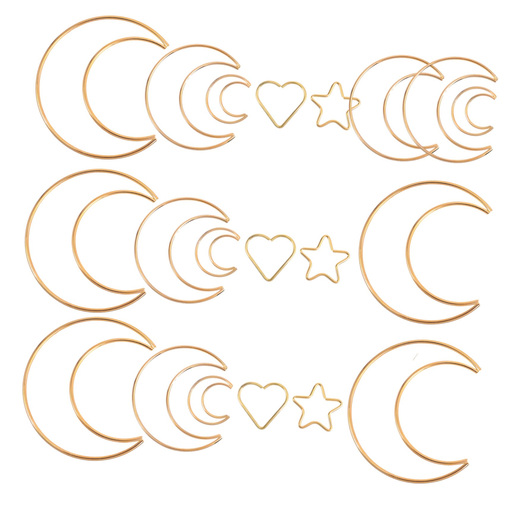 Anneaux métal doré attrape-rêves de haute qualité, formes artisanat lune étoile cœur