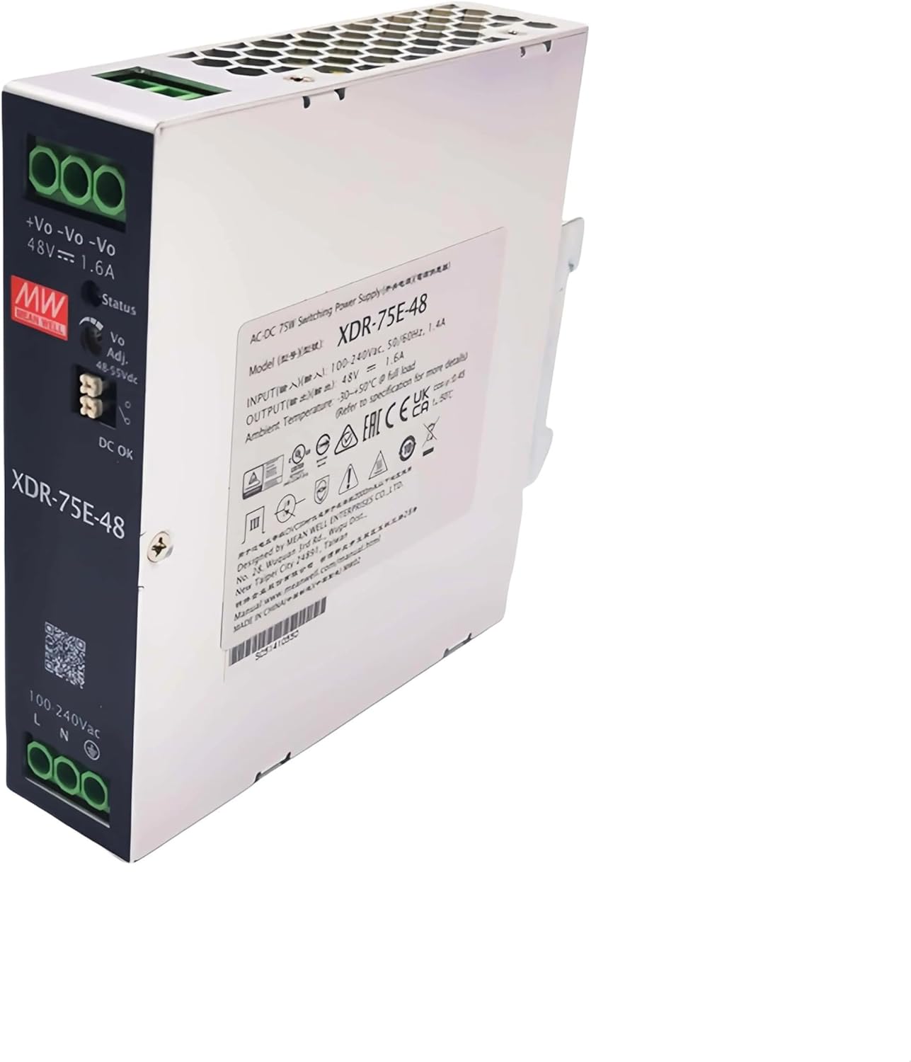 Original Mean Well XDR-75E Series 75W 12V 24V 36V 48V AC/DC Industrial DIN Rail Switching Power Supply XDR-75E-12 XDR-75E-24 XDR-75E-36 XDR-75E-48 (XDR-75E-48 48V)