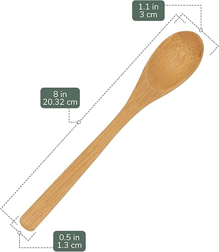 Miniatura 2 de BambooMN - Cuchara reutilizable de bambú sólido estándar de 80in  Cubertería de comedor  Utensilios de cocina  10 piezas