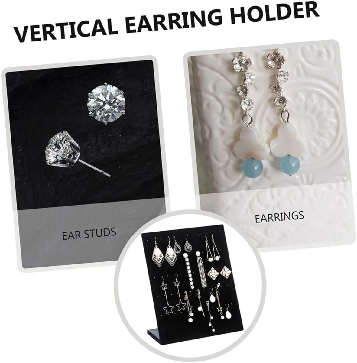 SAFIGLE 2pcs Velvet Earring Display Stand Elegant Jewelry Holder Organizer for Men Women Minimal Space Earring Rack for Selling Showcases Scratch Resistant Velvet Protection