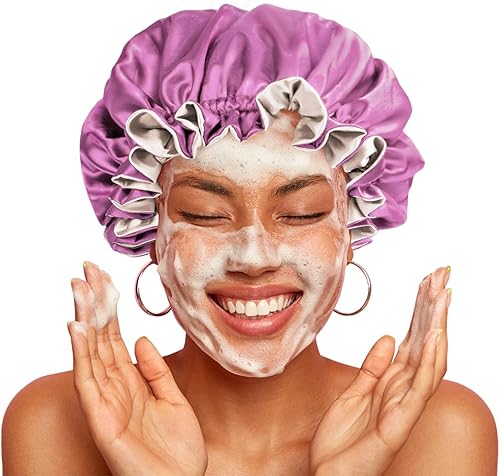 Gorro de pelo para dormir, gorro de noche con clip ajustable, gorro reversible para mujer, gorro de satén de seda para dormir