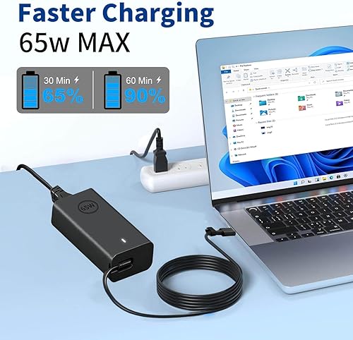 Vista 6 de Nuevo cargador delgado de 65 W USB C para laptop Dell cargador USB C, compatible con Dell Latitude 5420 5520 5540 7420 7410 3450 5290 7400, XPS 13