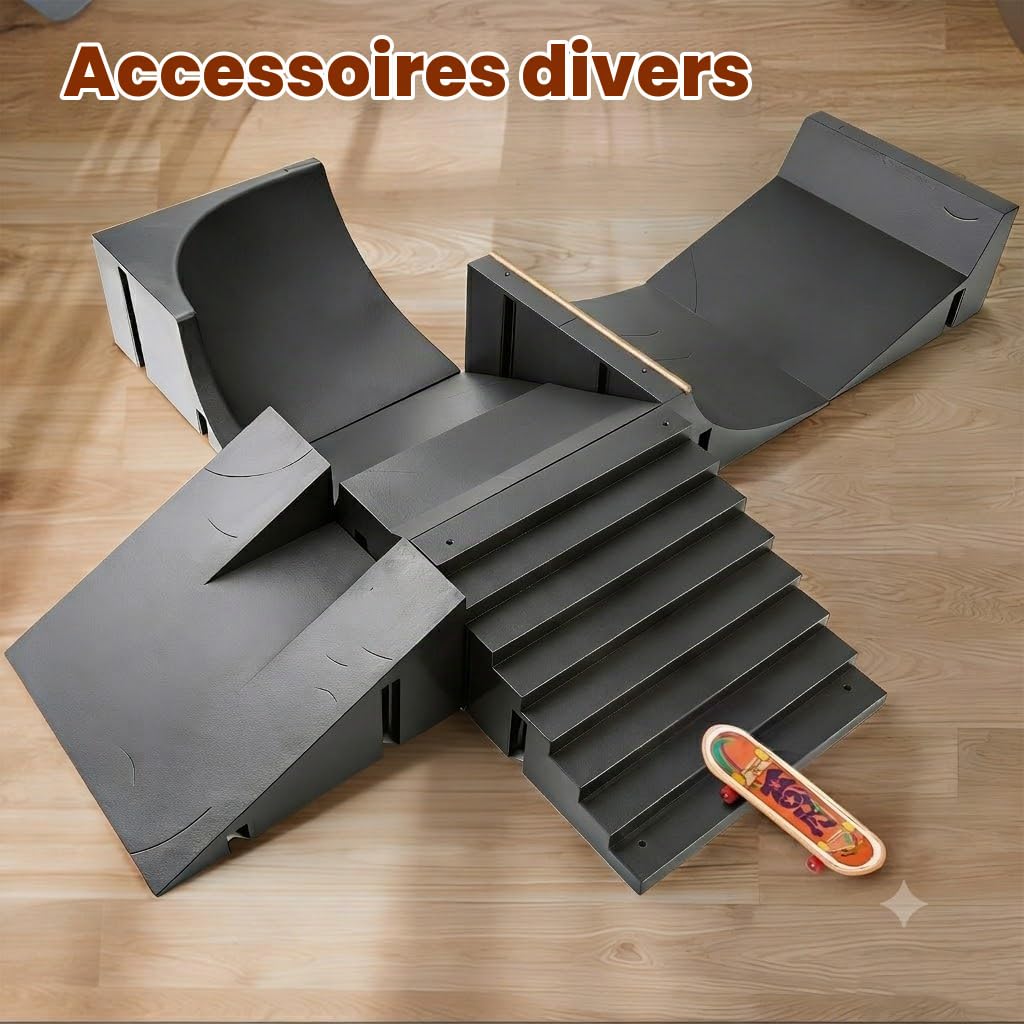 Finger Skate, Rampe Skate Doigt, Mini Skate Park, Finger Skate Park, Kit Complet Modulable 6 Rampe, pour Entraînement, Jeu Créatif, Cadeau Enfant