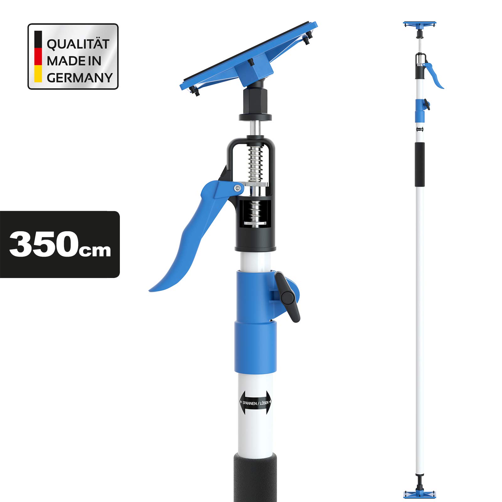1x PROFISPANN® XXL Deckenstütze 169-350cm - Bis 70 kg - Made in Germany - Die Schnellspann-Stütze, Baustütze, Teleskopstütze mit innovativem 3-Spannsystem - MS-XXL2011