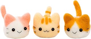 ハマナカ 羊毛フェルトキット marukoro アクレーヌまるころシリーズ なかよし三つ子のにゃんころ いちごミルク・とら・ニケ H441-528 ベージュ