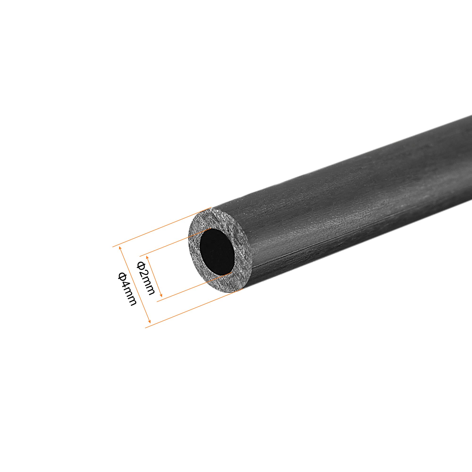 sourcing map Fibre Carbone Rond Tube 4mm x 2mm x 420mm Fibre Carbone Aile Tubulure Pultrusion pour RC Avion Quadcopter 4Pcs