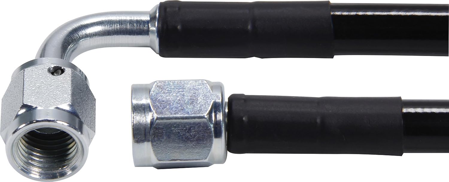 Coated Braided Line 36in #3Hose -3Str/-3 90 Steel by Allstar Performance – 36in, Alloy Steel, Black, Model ALL48434-36