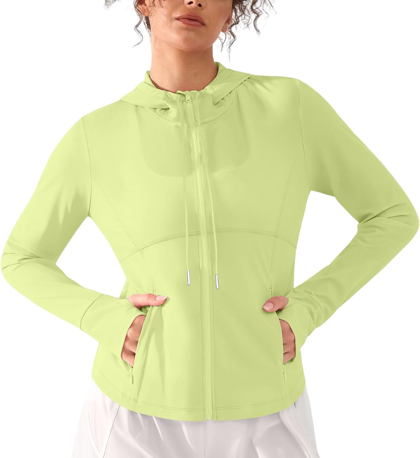 BRXL Women's UPF 50+ Sun Protection Athletic Cropped Hoodie Jacket Full Zip Lightweight Long Sleeve Shirts with Pockets