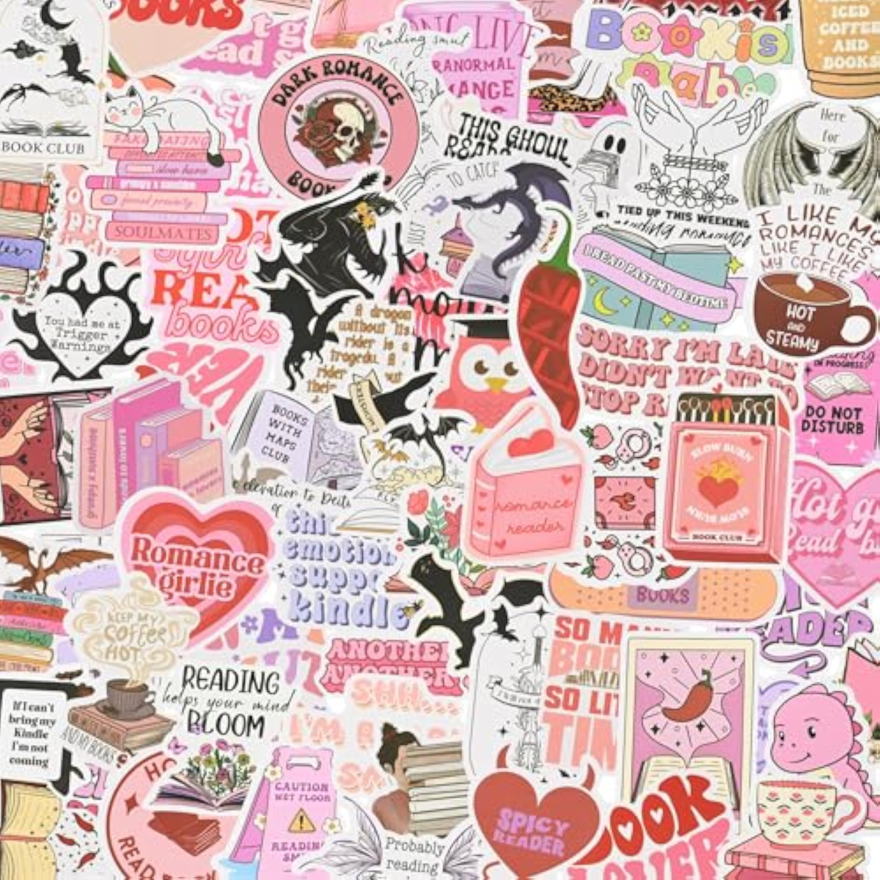 Calcomanía divertidas y estéticas para Kindle, álbumes de recortes fantásticos, impermeables para botella de agua y patineta