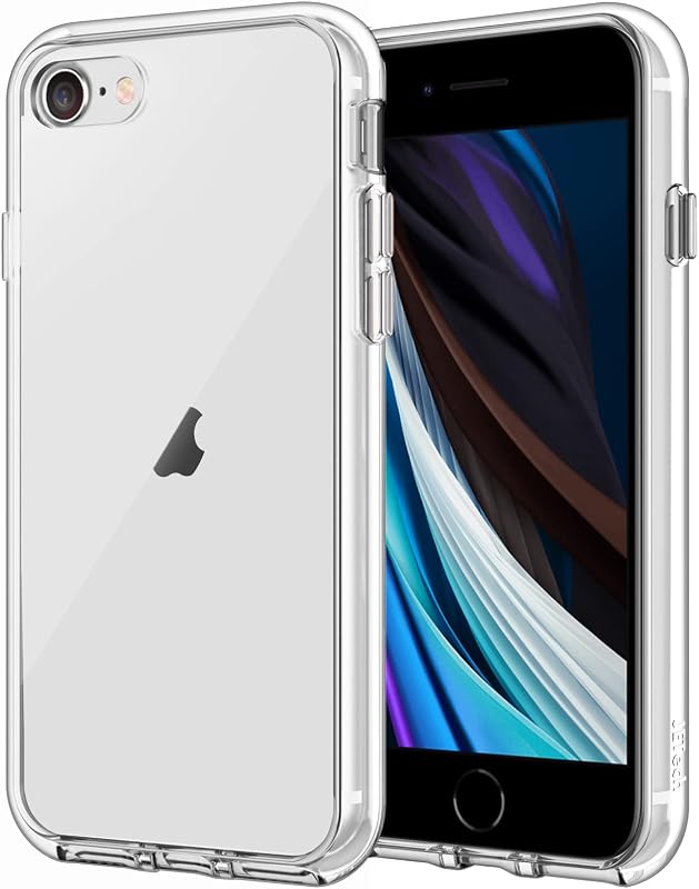 Funda JETech para iPhone SE 3/2, iPhone 8/7, antiamarilleo, transparente | Protección a prueba de golpes, parte trasera de PC dura resistente a los arañazos, parachoques transparente duradero de TPU.