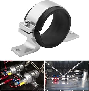 Fuel Filter Mounting Bracket, 50mm Fuel Pump Clamp Bundle Holder, Aluminium Alloy Fuel Filter Mounting Cradle with Rubber Inner Ring, Universal Fuel Pump Bracket Car Accessories