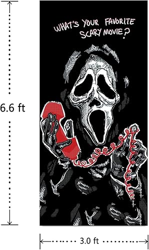 Miniatura 2 de Cubierta para puerta de personaje de película aterradora, 6.6 x 3 pies, perfecta para fiestas de Halloween y cumpleaños de terror