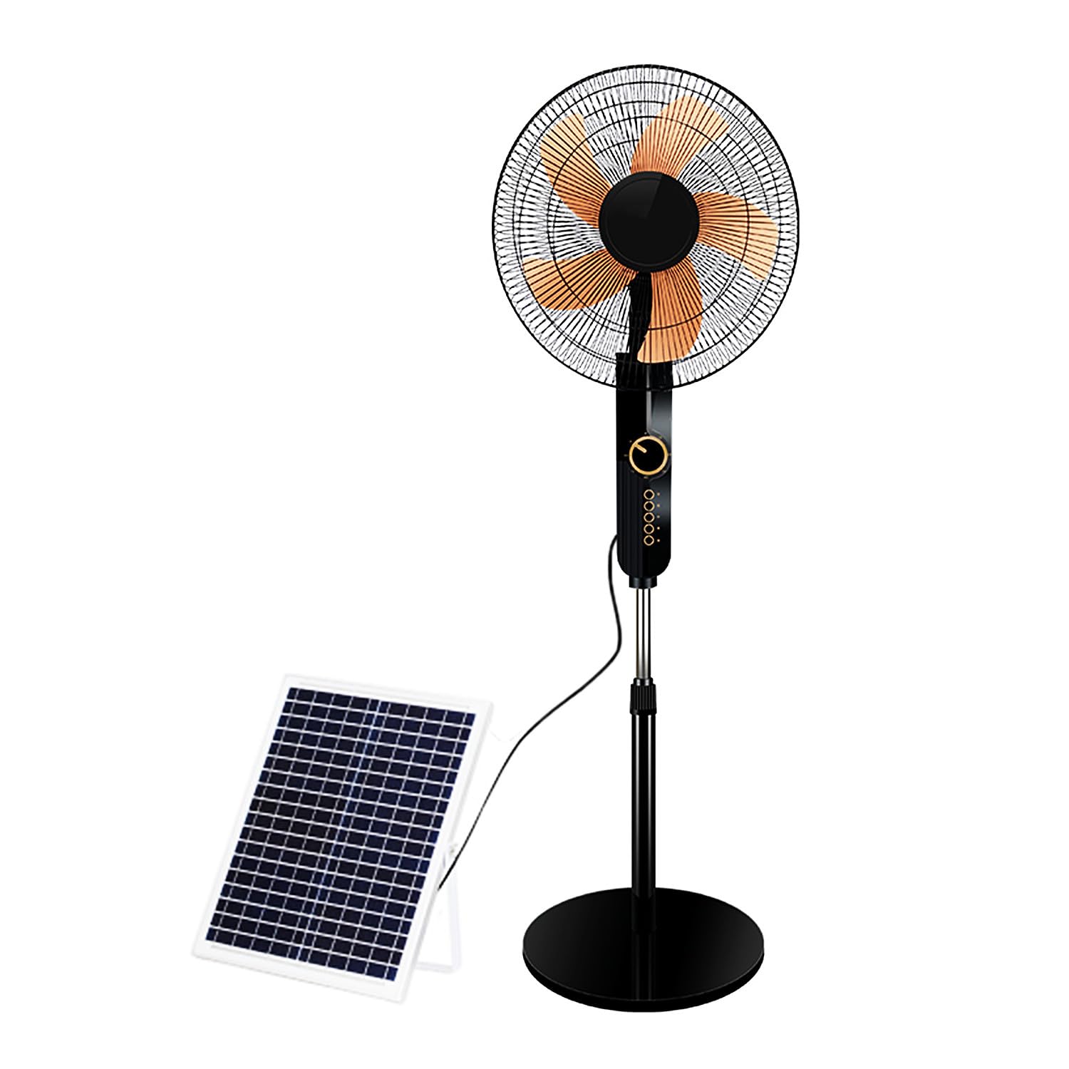 asdchZen Solar Oscillating Pedestal Fan, Portable Solar Powered Floor Fan, 4 Speeds Adjustable Standing Fan For Outdoor Camping Office Warehouse