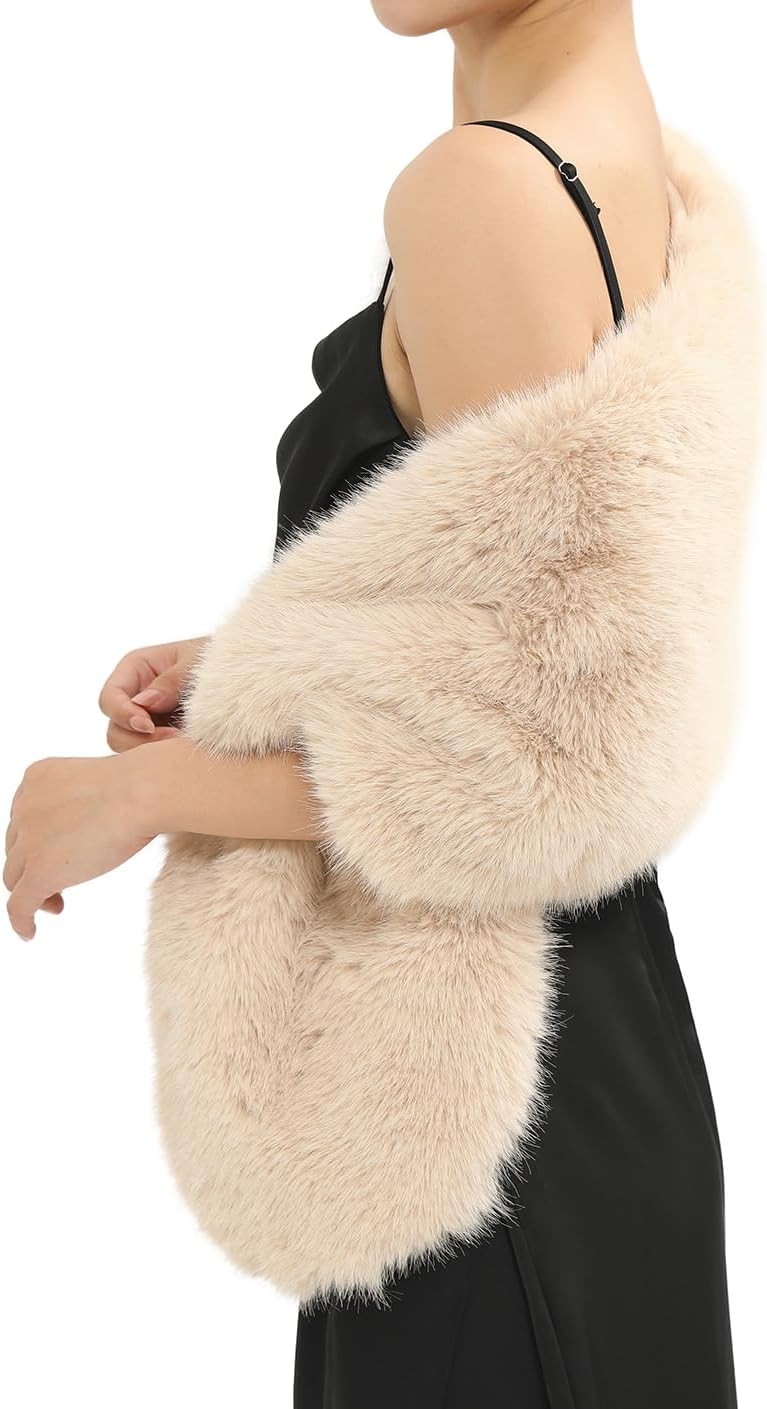 Fur Collar Scarf for Women Faux Fur Scarves Neck Shrug for Fall Winter Coat Dress - Image 7