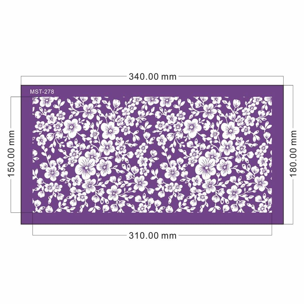 Floral Cake Decorating Stencils Hollow Lace Cake Stencil & Template Reusable Cookie Stencils Fondant Dessert Decorating Supplies DIY Baking Tool, 34cm x 18cm