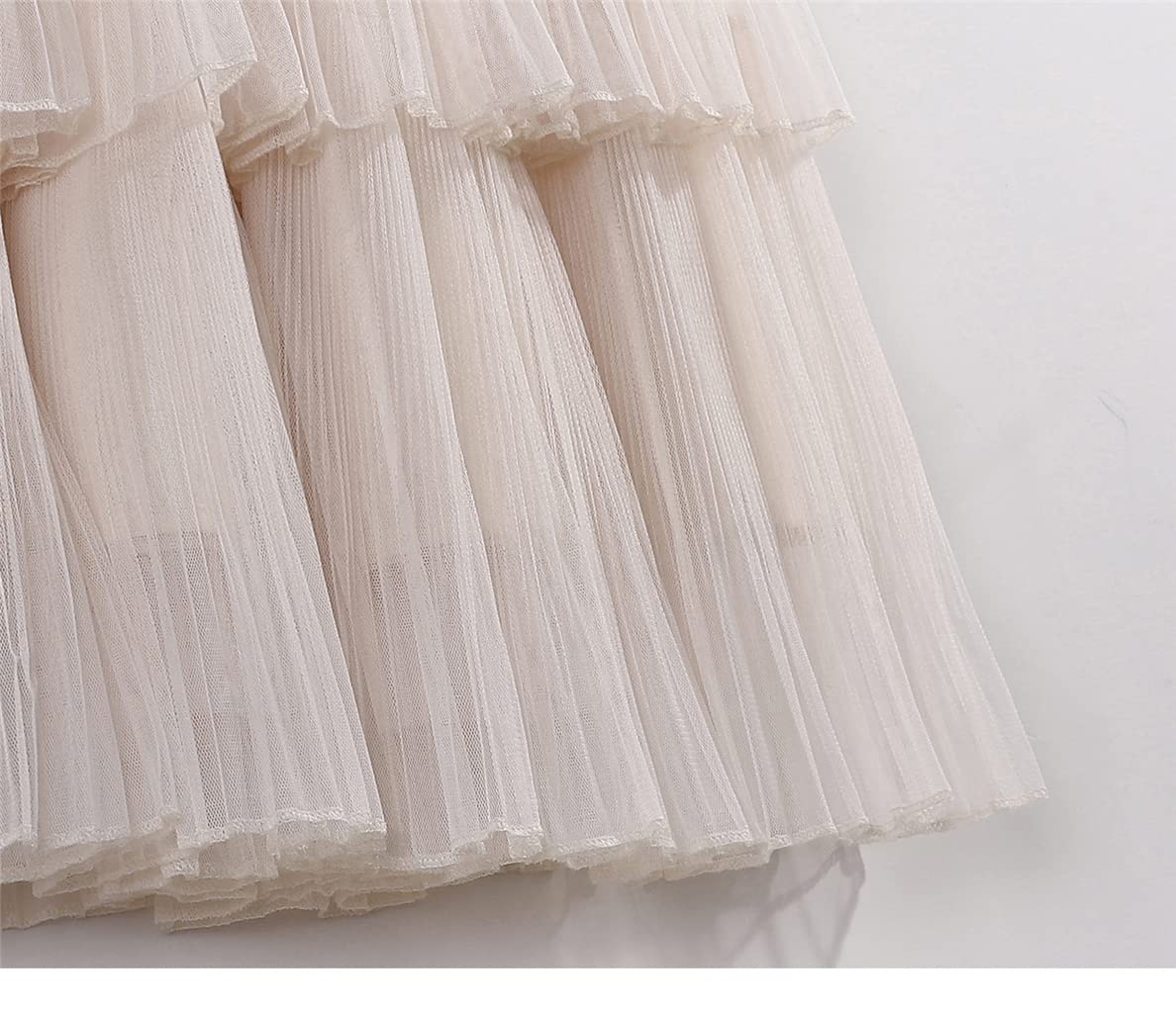 SePkus Falda de Pastel de Verano para Mujer, Faldas de Tul, Falda Midi de Cintura Alta elástica a la Moda, Faldas Plisadas para Mujer (Blanco, Talla única)