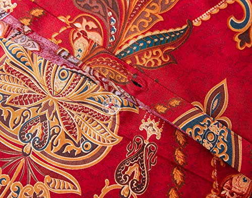 Italian Bohemian Paisley Duvet Cover 3Pc Set Boho Bedding Boteh Damask Medallion 400Tc Egyptian Cotton Sateen Luxury European Traditional Style Bed Linen (Red Teal, Queen) #TOP5