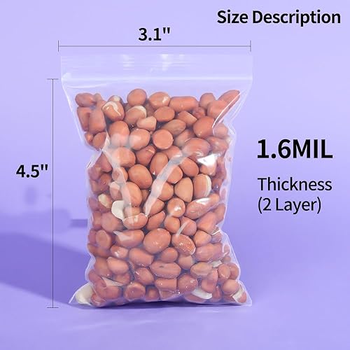 Miniatura 2 de 100 bolsas pequeñas con cierre de cremallera, bolsas de plástico pequeñas transparentes de 2 mil de grosor, fuertes y duraderas, con cierre superior