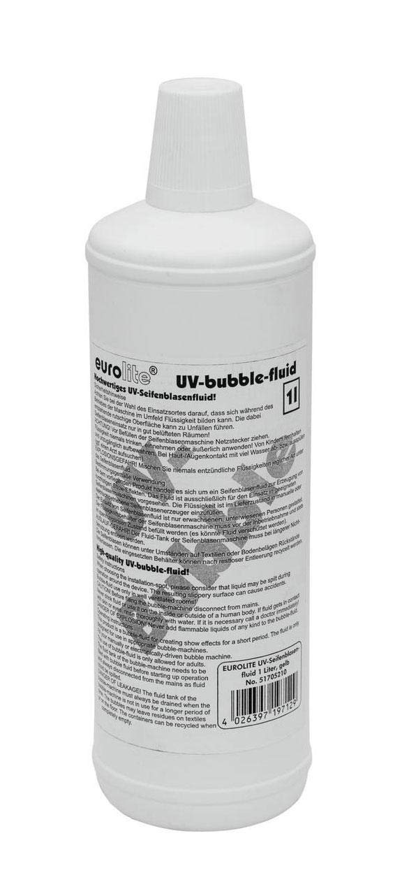 Showlite BM-60 Seifenblasenmaschine 60W mit Funk Fernbedienung und 1L Eurolite UV-Fluid gelb (0,6l Tank, 2-3 Stunden Laufzeit bei vollem Tank, Party Effekt, Disco Bubbles)