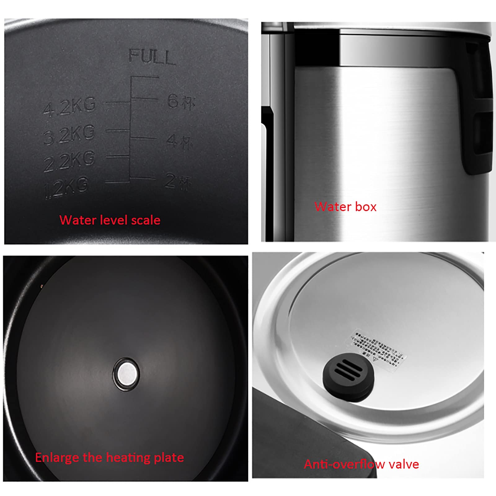 Cuiseur à Riz (13 L) pour Cantine Commerciale, Restaurant, Grande capacité, 24 h/24, pour 10 à 20 Personnes, 220-240 V (A)