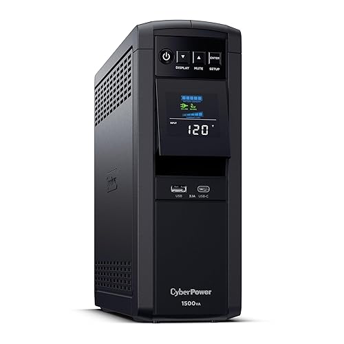 CyberPower CP1500PFCLCD PFC Sinewave UPS Battery Backup and Surge Protector, 1500VA/1000W, 12 Outlets, AVR, Mini Tower; UL Certified - Mini-Tower - 1500VA