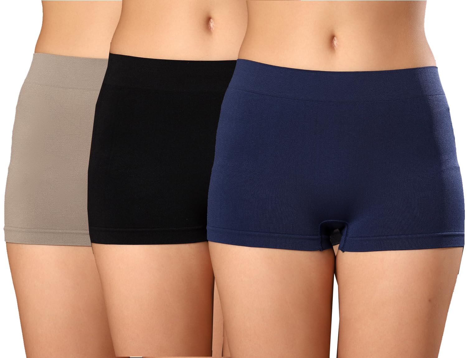 Women's Pack of 3 High Coverage Hosiery Fabric Stretchable Boyshorts Panties |Seamless Boxer Short Brief | Comfort Soft Breathable Underwear-image-1