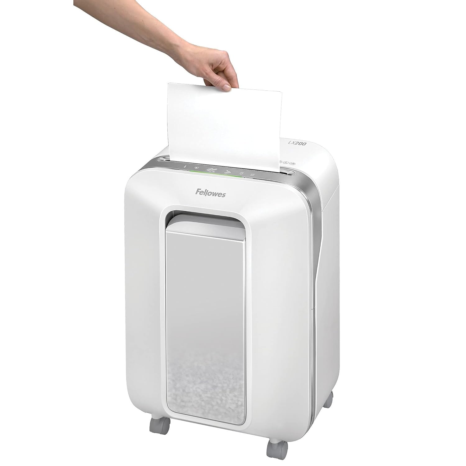 Fellowes LX200 P-4 Micro-Cut Paper Shredder, Jam-Proof Heavy-Duty Paper Shredder for Office, Shreds 12 Sheets Per Pass, White