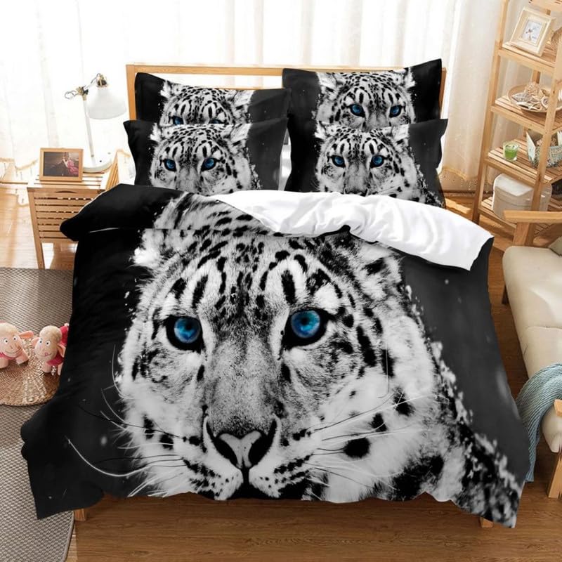 Housse de couette 90x190 tigre gris créant un cocon d'aventure pour la chambre enfant