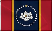 Vista 1 de Bandera del estado de Mississippi de doble cara – Nueva bandera del estado de Mississippi de 3 x 5 pies para interiores y exteriores, poliéster 220D