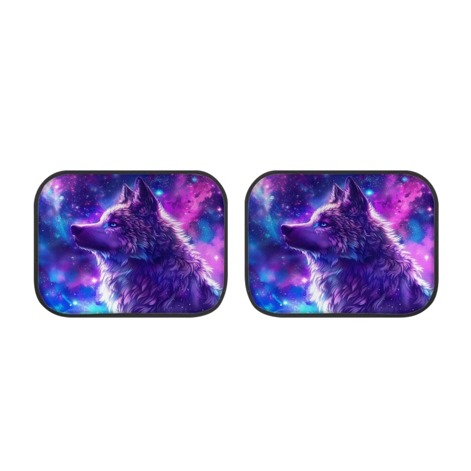 Youngerbaby Wolf Car Rear Floor Mats Set of 2 Galaxy Floor Mat Automotive Carpet Back Seat Mats Universal