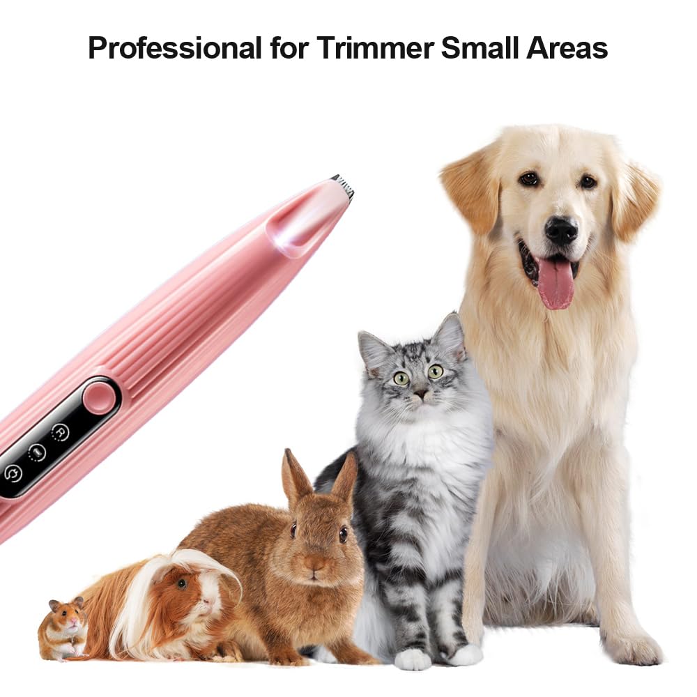 Tondeuse électrique Chien, Tondeuse Pattes Faible Bruit à Lumière LED, Rasoir Chat Chien étanche USB, pour Couper les Poils du Chien Autour des Pattes Yeux Oreilles et Visage