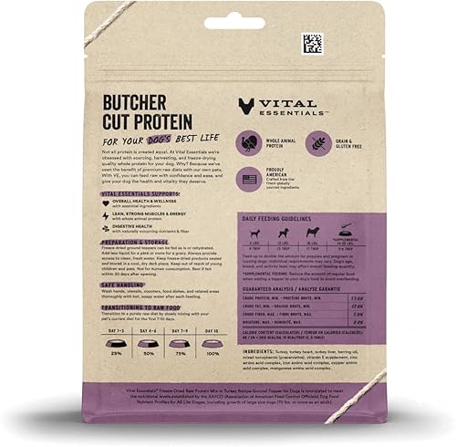 Miniatura 2 de Vital Essentials Mezcla de proteínas crudas liofilizadas para perros, decoración de tierra de pavo para perros, 6 onzas