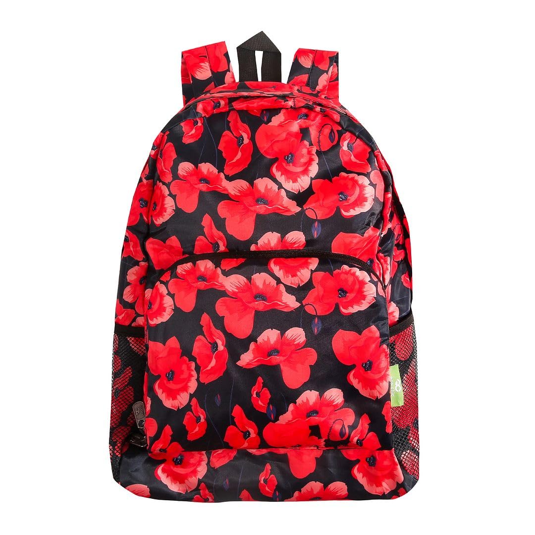 Eco Chic Lightweight Foldable Backpack - Poppies Navy - BNWT